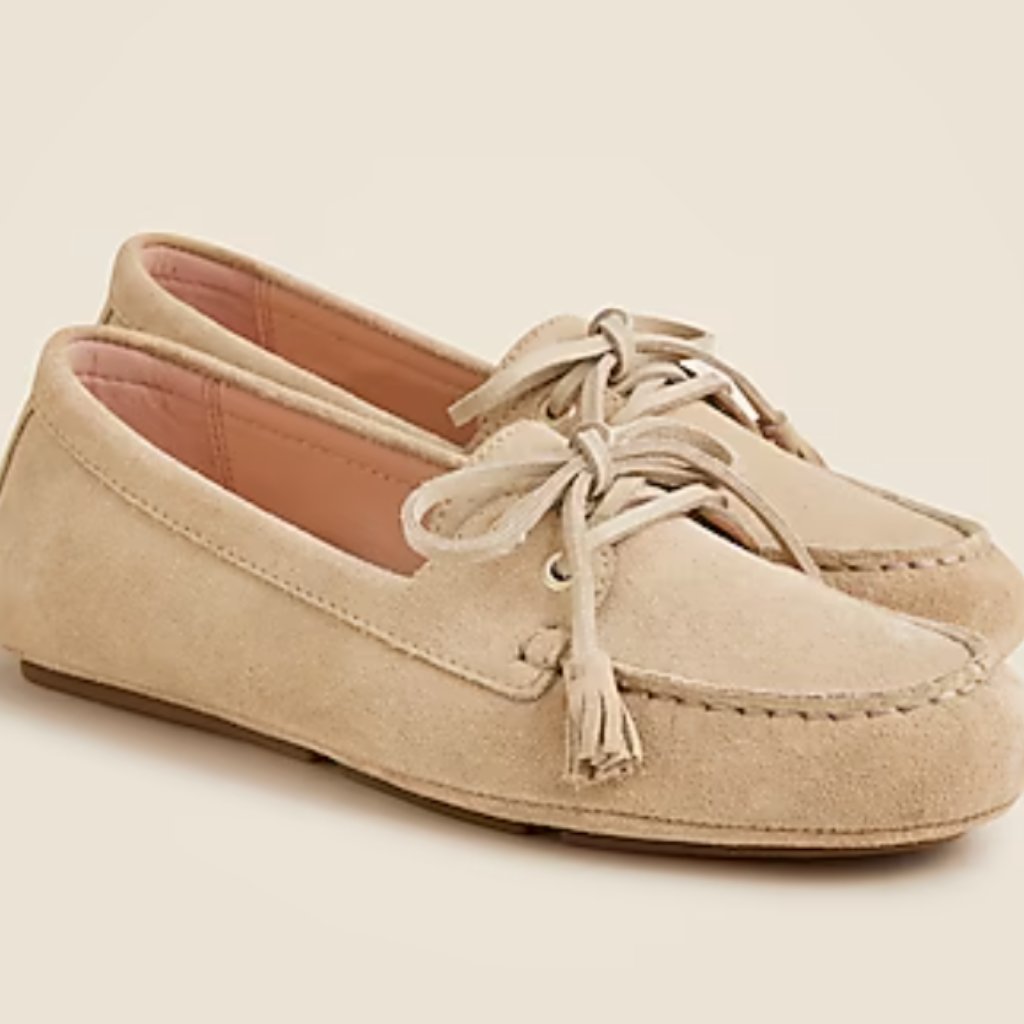 J. Crew Driving Loafers In Light Khaki Suede